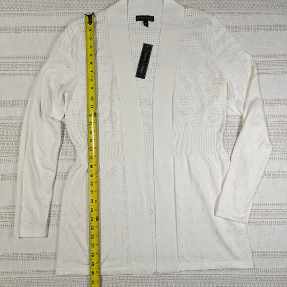 Sienna Sage White Knit Cardigan Sweater Medium NWT Lightweight Eyelet Design - Picture 4 of 6